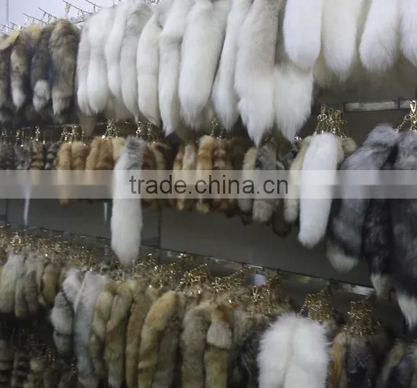 Wholesale Fox Tail Large Fox Tail Ornament Fox Fur Bag Pendant Car Key Chain Buckle Gift photo-2
