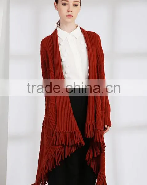 2017 Hot Sale Wool Thick Knitting Front Open Abaya Cardigan for Women photo-3