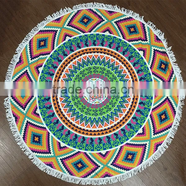 Microfiber Reactive Screen Print Round Beach Blanket photo-6