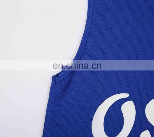 Mesh Vest Blue Sleeveless Printing Tank Top photo-3