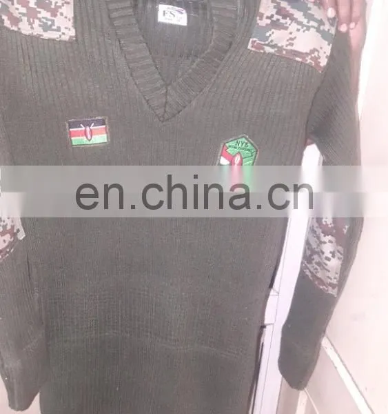 Military Sweater With Camouflage Patches