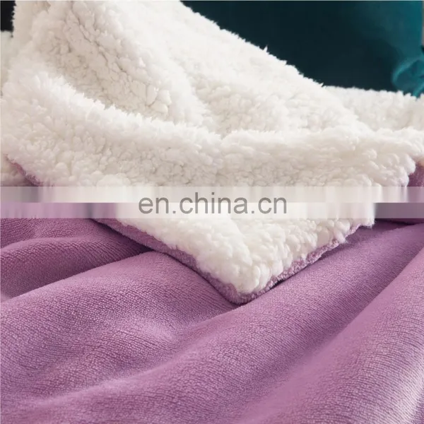 Chunky Camping Weighted Soild Llilac Colour Sherpa Blanket For Sale photo-6