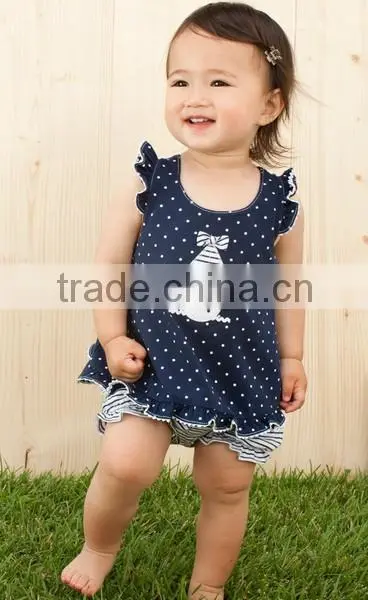 Custom Children Clothes High Quality Fashion Strip Blue and White Kids Girl Shirt