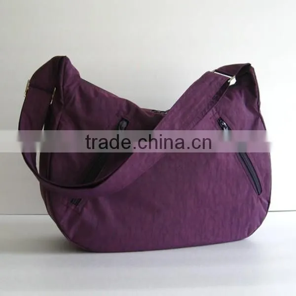 Custom Deep Plum Water Resistant Nylon Shoulder Bag Latest Fashion Washed Nylon Hobo Bag photo-2