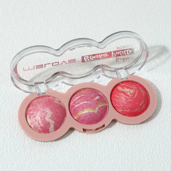 Factory 3 Color Mini Make up Face Palette Shimmer Baked Powder Glow Blush and Highlighter Glitter Powder Polvo De Cara