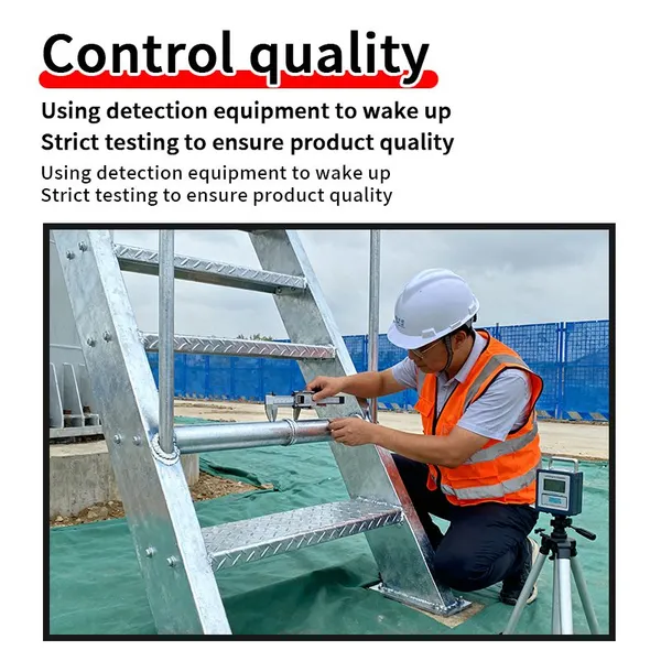 Outdoor Weatherproof Galvanized Steel Safety Ladder With Protective Cage for Building Exterior Wall photo-5