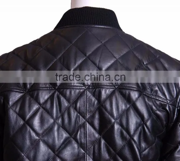 Quilted Bomber Man Leather Jacket photo-4