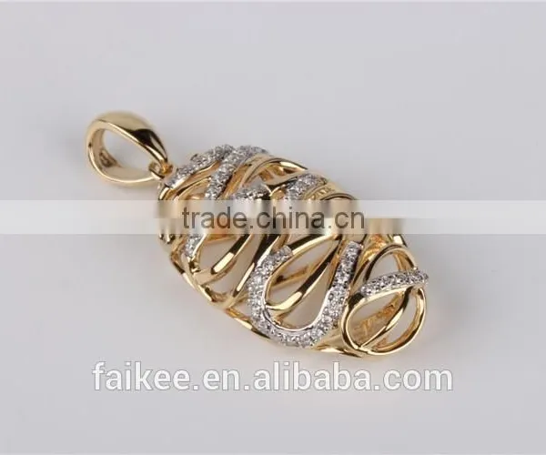 2015 New Design Fashion Jewelry 18K Rose Gold Diamond Leaf Pendants Micro Set photo-6