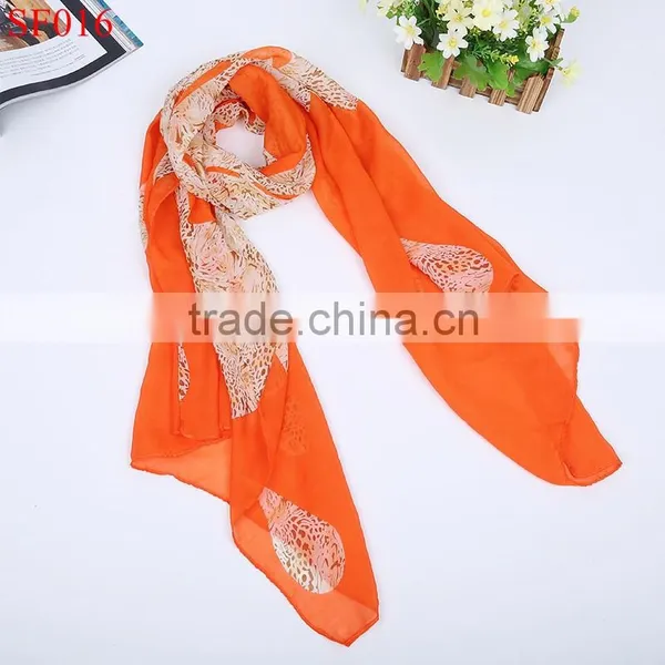 SF015 2015 Hot Sale Autumn Silk Cachecol Chiffon Scarf Purple Scarf Leopard Print Super Star photo-5