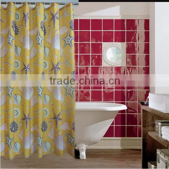 Waterproof Eco-friendly Polyester Shell Printed Shower Curtain, for Hotel Family