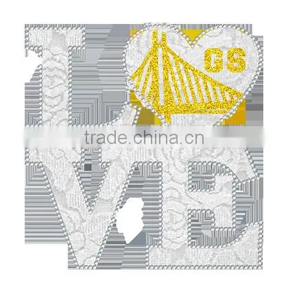 GS Love Bling Glitter Hot Fix OEM Service For Tshirt Motif photo-2