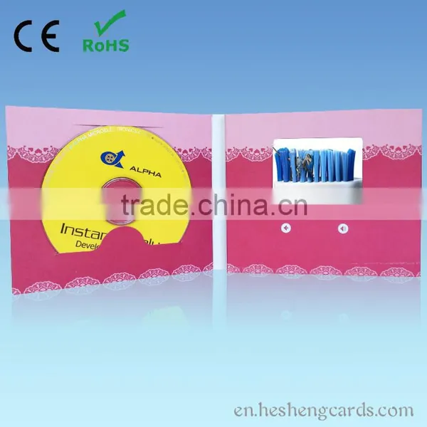 3-inch High Quality Lcd Greeting Card / Video Greeting Card ,bulk Greeting Cards With 400 MAh Battery