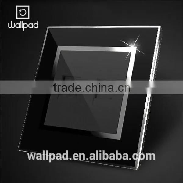 China Suppliers Wallpad Black Waterproof Acrylic Glass 110~250V EU UK Double Computer Network Socket Internet Wall Socket RJ45 photo-5