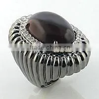 Hematite 925 Silver AAA CZ Ring