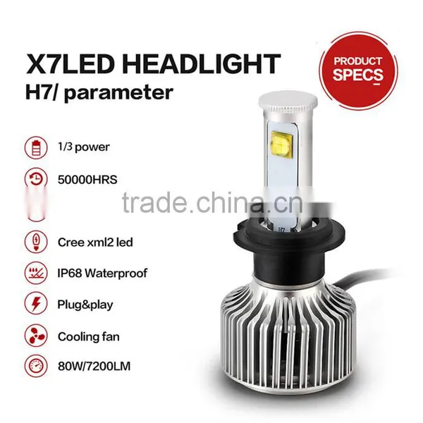 2016 New Product Retail Car Accessories Led Headlight Bulb 40w 80w 4800LM X7 Auto H7 photo-4