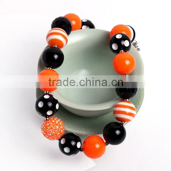 Lovely Baby Girls Fashion Chunky Jewelry Orange and Black Mix Color Bubblegum Bead Necklace for Sale photo-3
