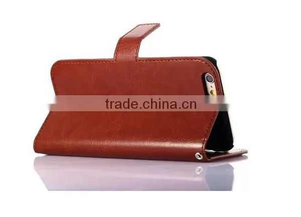 Factory High Quality Crazy Horse Pattern Wallet PC+PU Leather Case for IPhone 6 Plus Case With Photo Frame With Card Slot photo-3