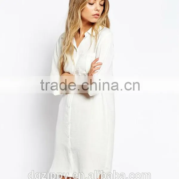 2016 Shirt Dress With Pocket Detail in Silky-feel Fabric photo-5
