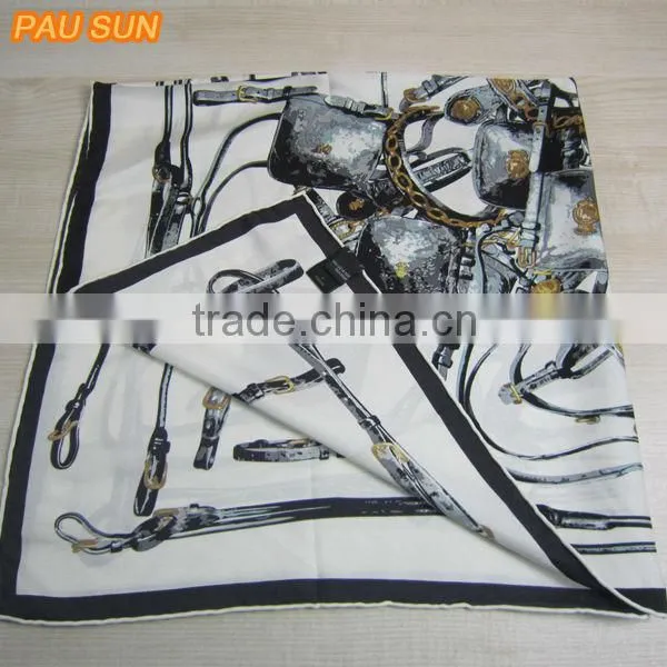 Designer Brand Twill Silk Scarf,twill Square 100% White Silk Scarf