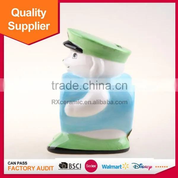 Hot Selling Police Add Digital V Shape Lovely Ceramic Coin Bank for Home Decoration photo-2
