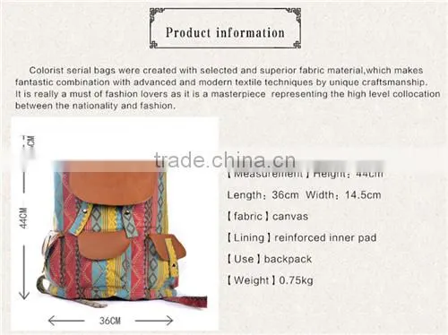 Fashion Laptop Canvas Backpack Bag for Girls photo-6