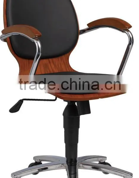 Plywood Bentwood Black Pvc pu With Solid Wood Arm Meeting Guest Office Chair Conference Chair A21-Y08 photo-2