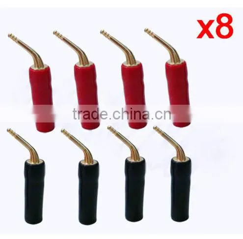 8x Speaker Wire 24k Gold-plated Pin Connectors Banana Plug Pure Brass
