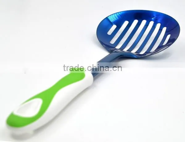 Non-stick TPR Handle 100% Food Grade Titanize Kitchen Slotted Skimmer photo-4