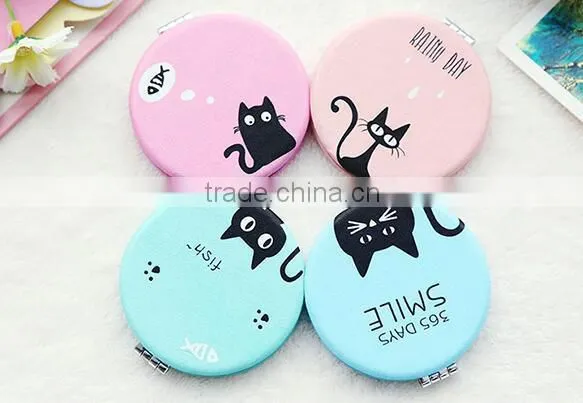 2016 Promotion Stainless Steel pu Leather Folding Compact Mirror photo-6