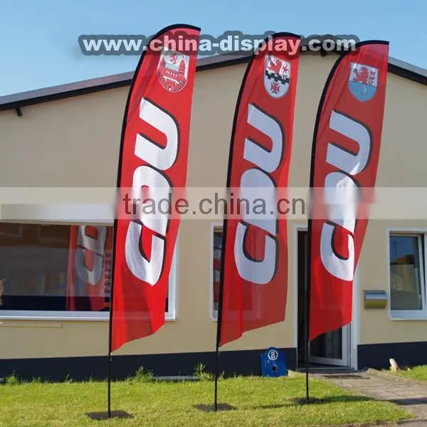 Outdoor Advertise Banner Fiberglass Flagpole Polyester Flag Feather Banner