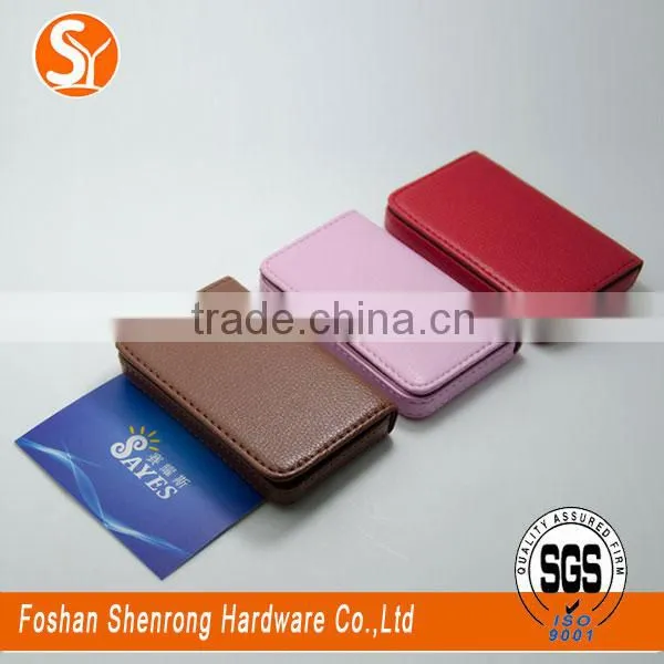 Yellow Leather and Metal Material Credit Card Case With Printing Logo photo-6