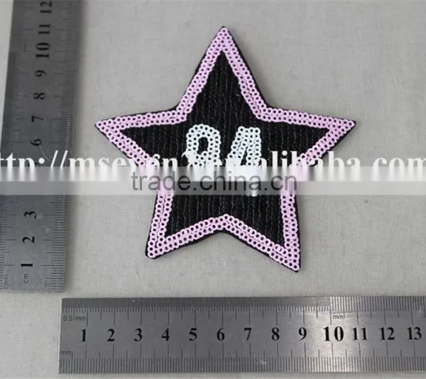 100% Fashion Design Embroidery Sequin Patch With Applique Embroidery Star Patches Three Color Design for Cloting photo-6