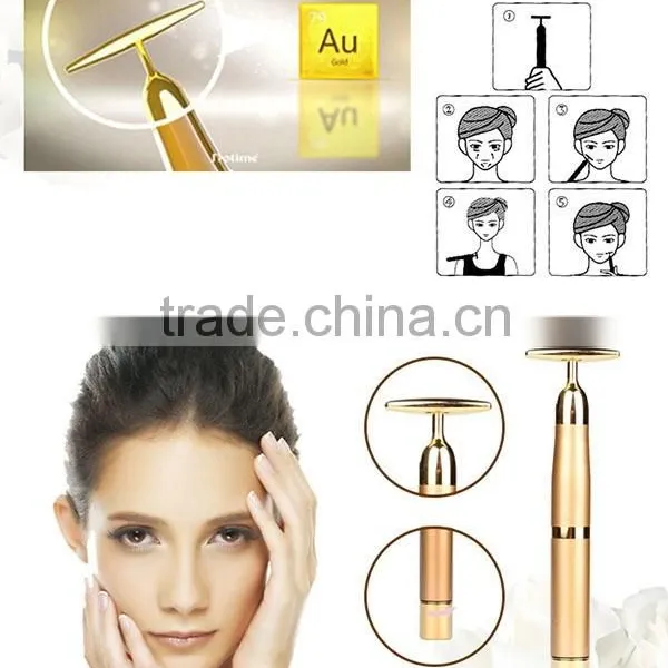 New Products 2016 24K Gold Massager Roller Wand T Shape Energy Face Slime Beauty Bar photo-2