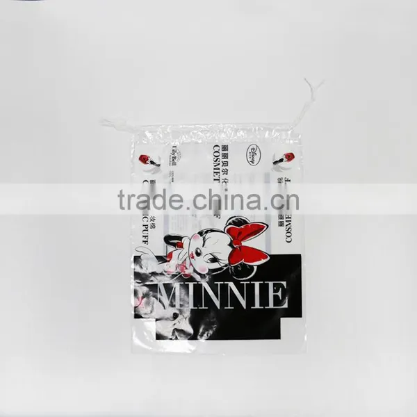 Cotton Puff Plastic Drawstring Bag for Cosemtic photo-3