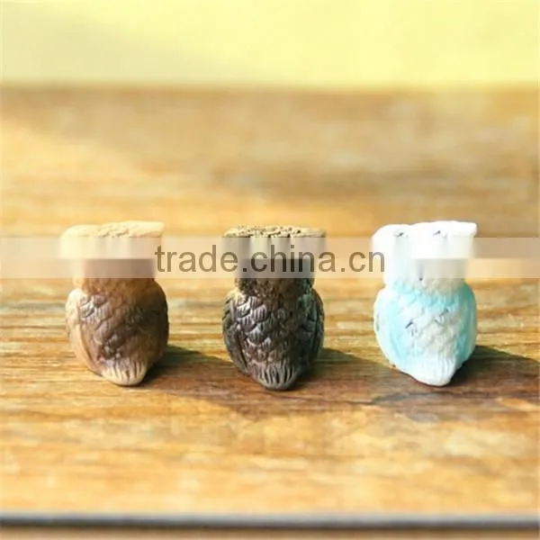 3 Color Mini Resin Owl Decoration Ecological Bottle Set Props photo-2