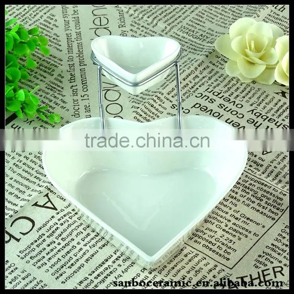 2 Sizes Party Decoration 2 Tier White Shaped Porcelain Plate Tableware Wholesale photo-3