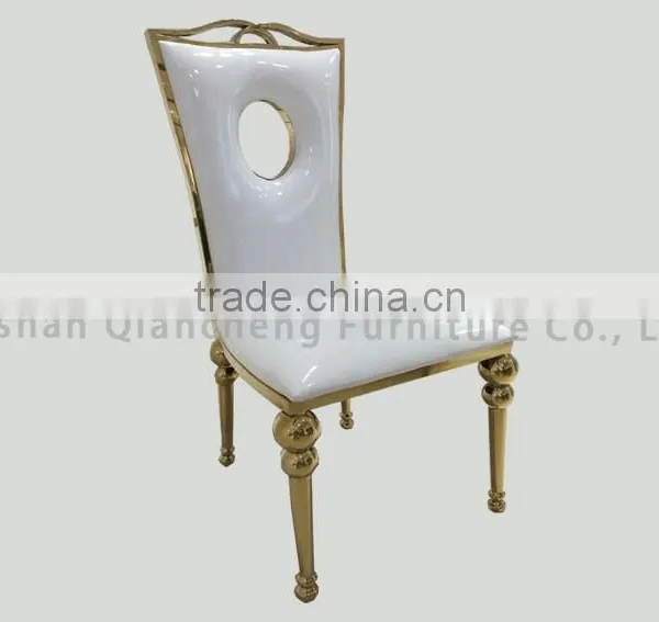White PU Golden Stainless Steel Wedding Chair photo-2