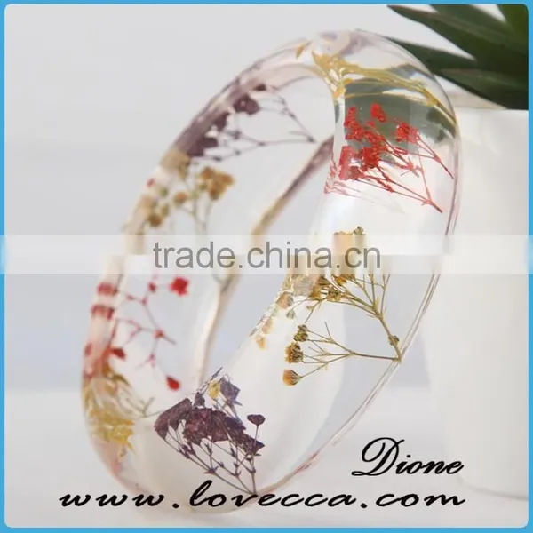 2017 Fashion Pressed Dried Real Flowers Clear Resin Bracelet Bangle for Women photo-2