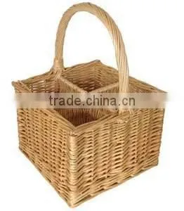 Natural Wicker Bottle Baskets Wholesale With 4 Dividers & Grids photo-2