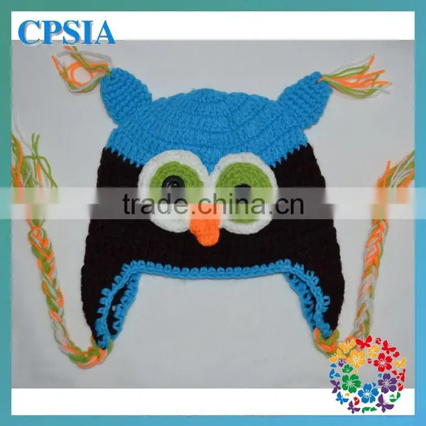 the New Handmade Baby Hat With Ears Cute Knitted Owl Pattern Wool Hats photo-4