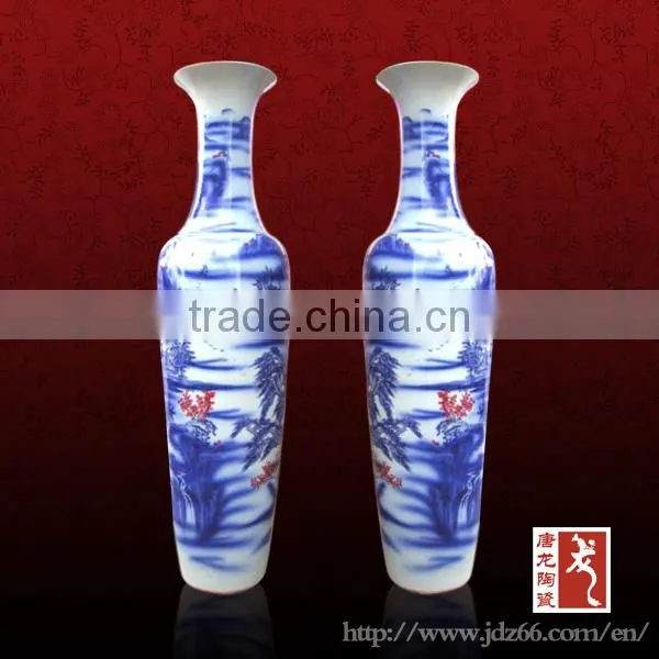 Hand Painted Chinese Antique Tall Porcelain Decoration Flower Vases photo-2