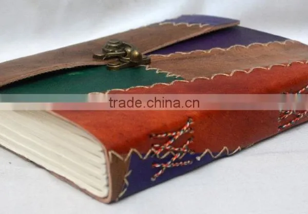 Handmade Vintage Multi Color Leather Journal With Clasp photo-3