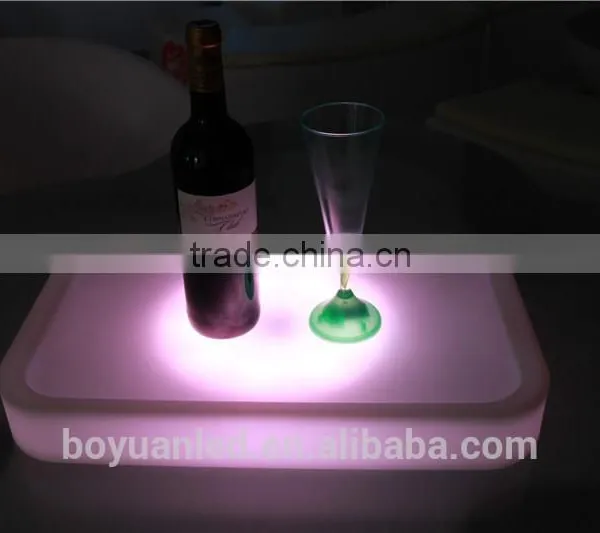 Wireless Remote Control Bar and Club Used Illuminated Round Mini Bar Tray Led Tray photo-3