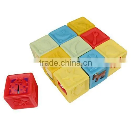 Baby Learning Blocks Set Baby Blocks Toys Non-toxic Soft Plastic Cartoon Cube Building Blocks Children Educational Toy photo-3