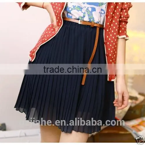 Summer Vintage Fashion Pleated Mini Skirts Sweet Girls Chiffon Waist Short Skirts+Belt Designer Fresh Color Cool Clothing photo-2