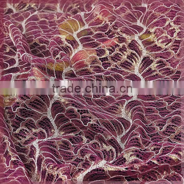 Pink/blue Metallic Tricot Knitting Wholesale African Fancy Lace Fabric for Dress/ Tops photo-2