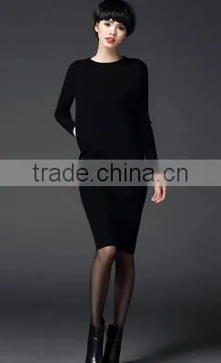 2016 Women Autumn Midi Long Sweater Knitted Wear Wrap Long Sleeve Slim Thin Pullover Skirts photo-3