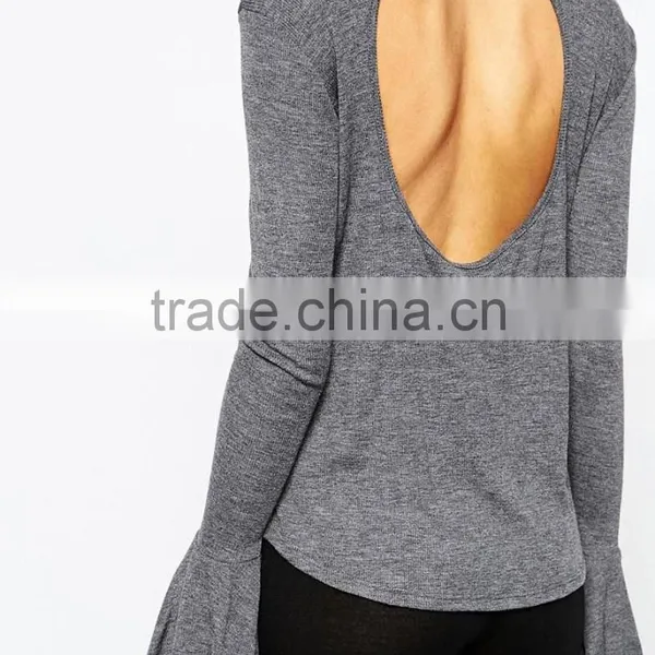 China Factory OEM ODM 2015 New Fashion Customized Oversized Bell Sleeve Top photo-4