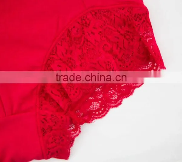 Best Quality Red 95% Cotton 5% Spandex With Lace Custom Sexy Fancy Woman Underwear photo-5