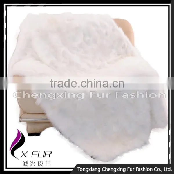 CX-D-125 100% Natural Real Patchwork Fox Fur Wholesale Fox Fur Carpet Rug photo-4